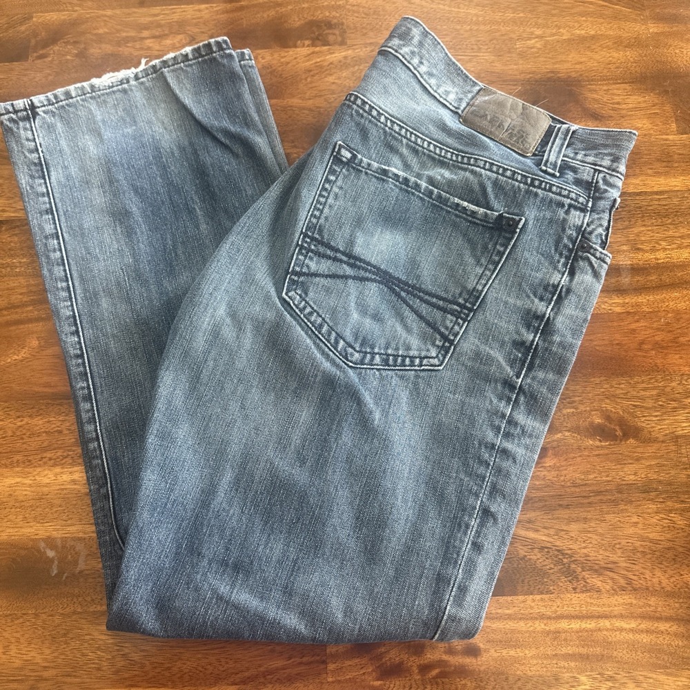 Express Blue Blake Loose Fit Boot Cut  Stretch Jeans Mens 36x32